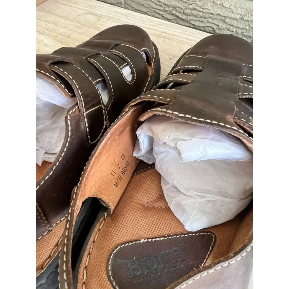 Born Men's Brown Leather Fisherman Sandals - Casual Comfort size11